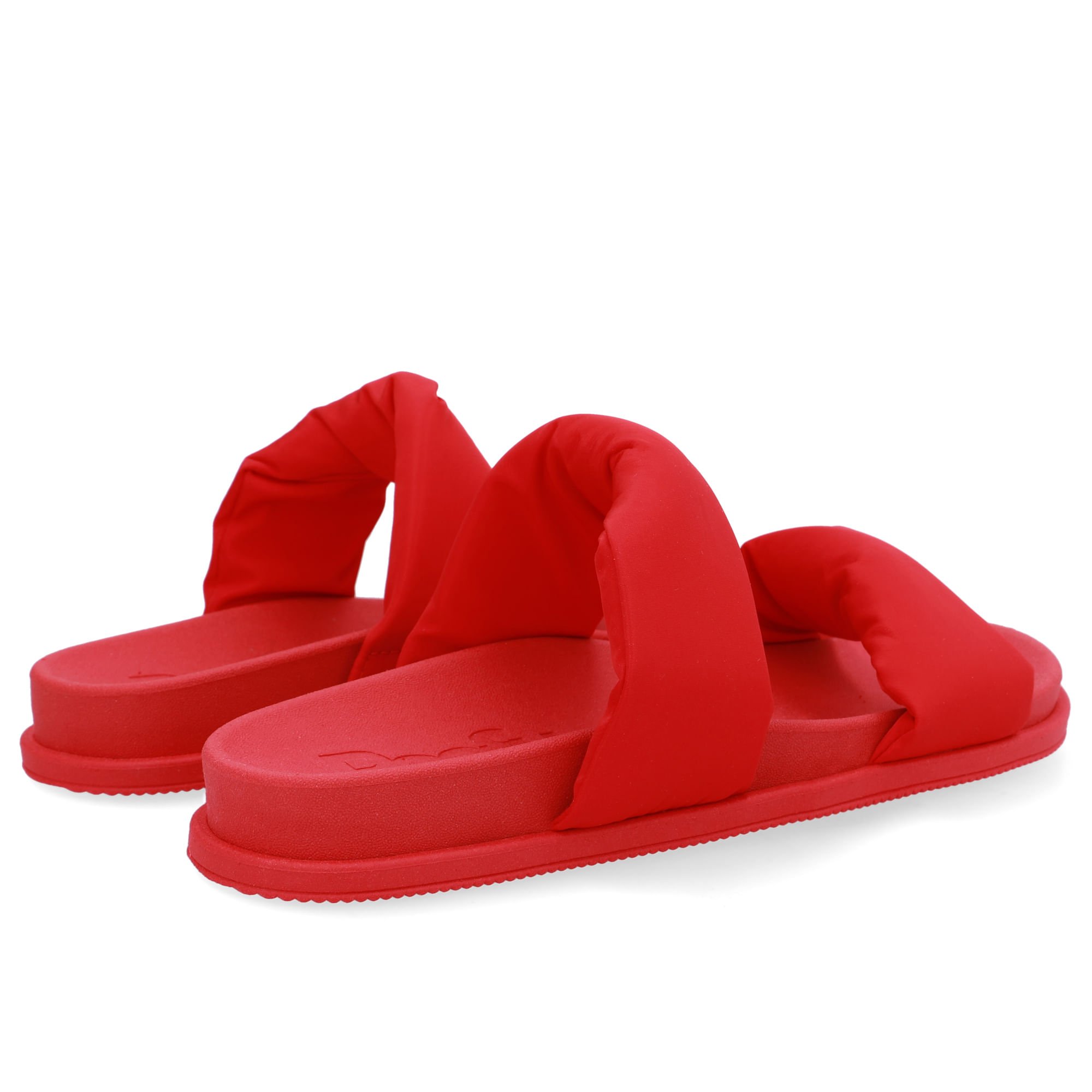 Slide Plataforma Poofy Vermelho Tecido Vermelho 3