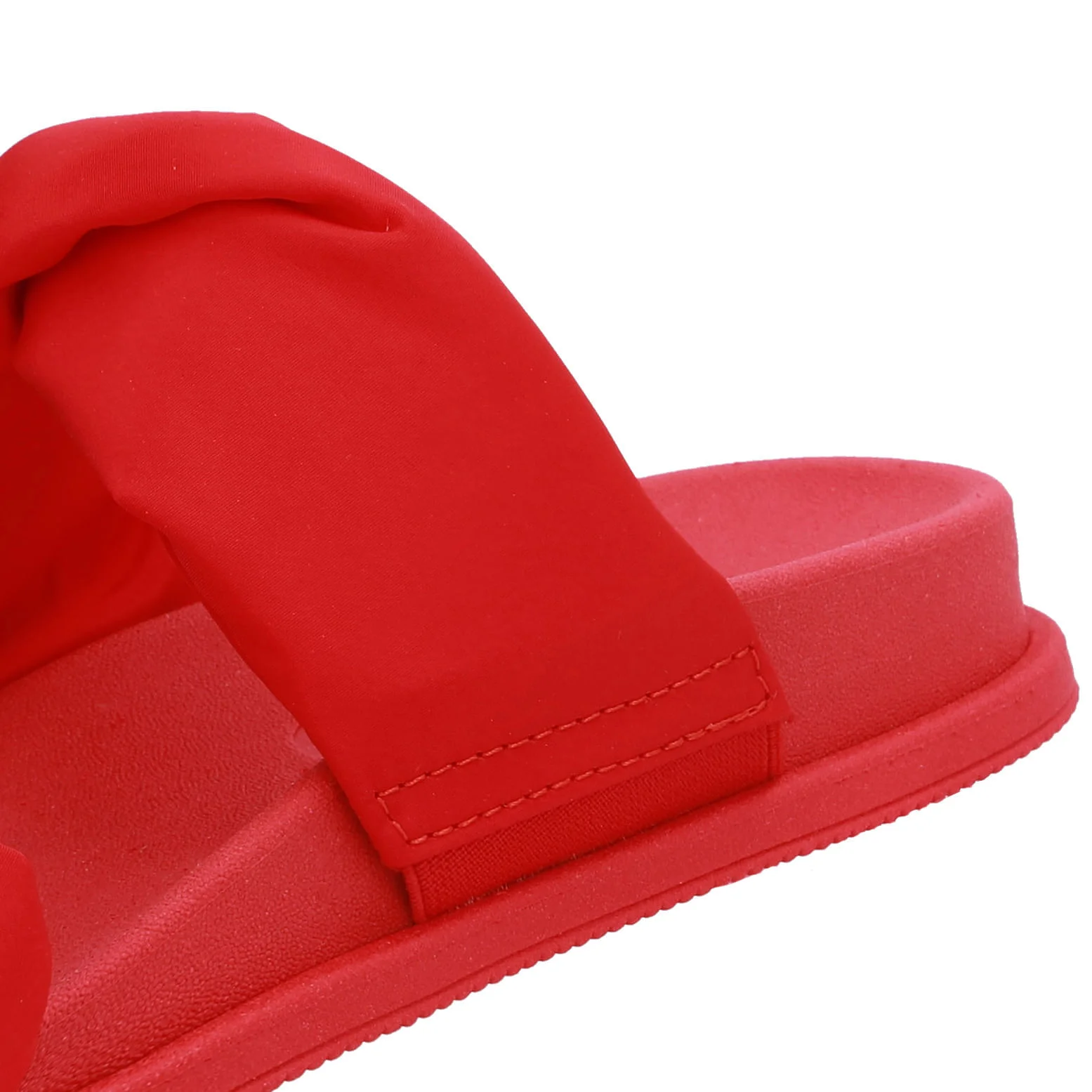 Slide Plataforma Poofy Vermelho Tecido Vermelho 4