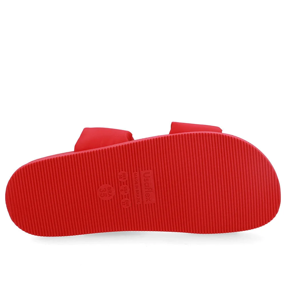 Slide Plataforma Poofy Vermelho Tecido Vermelho 5