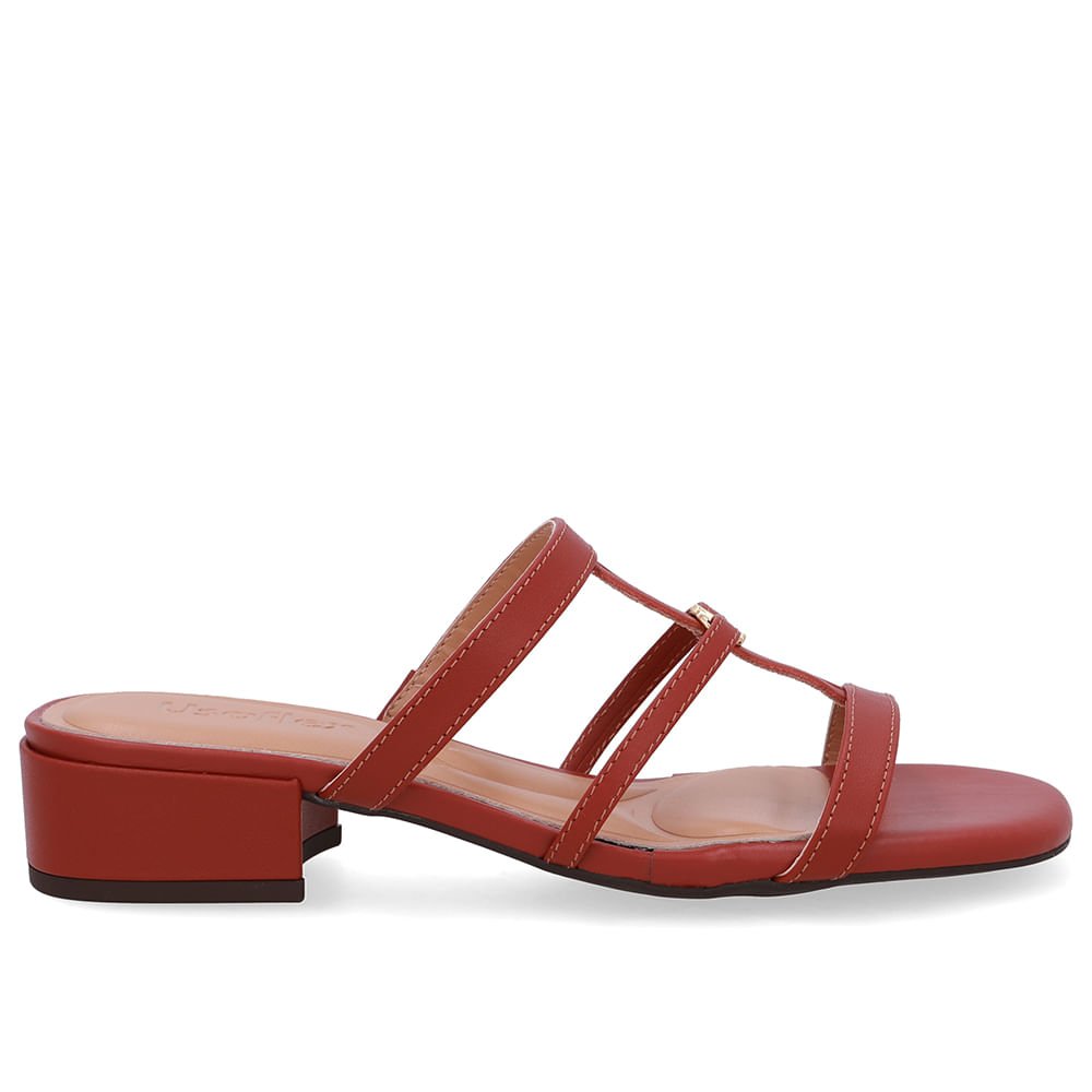 Tamanco Salto Bloco Couro Marrom