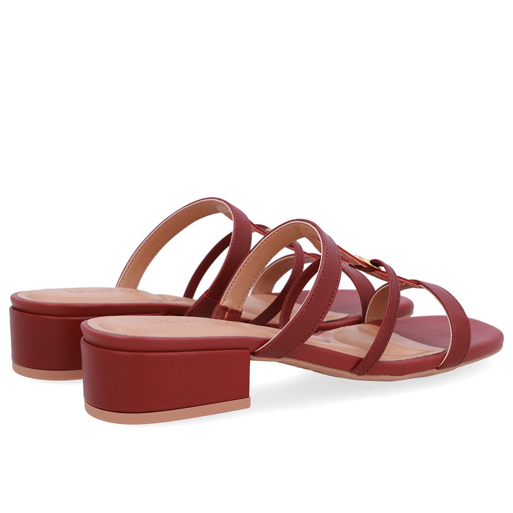 Tamanco Salto Bloco Couro Vermelho Vermelho 3