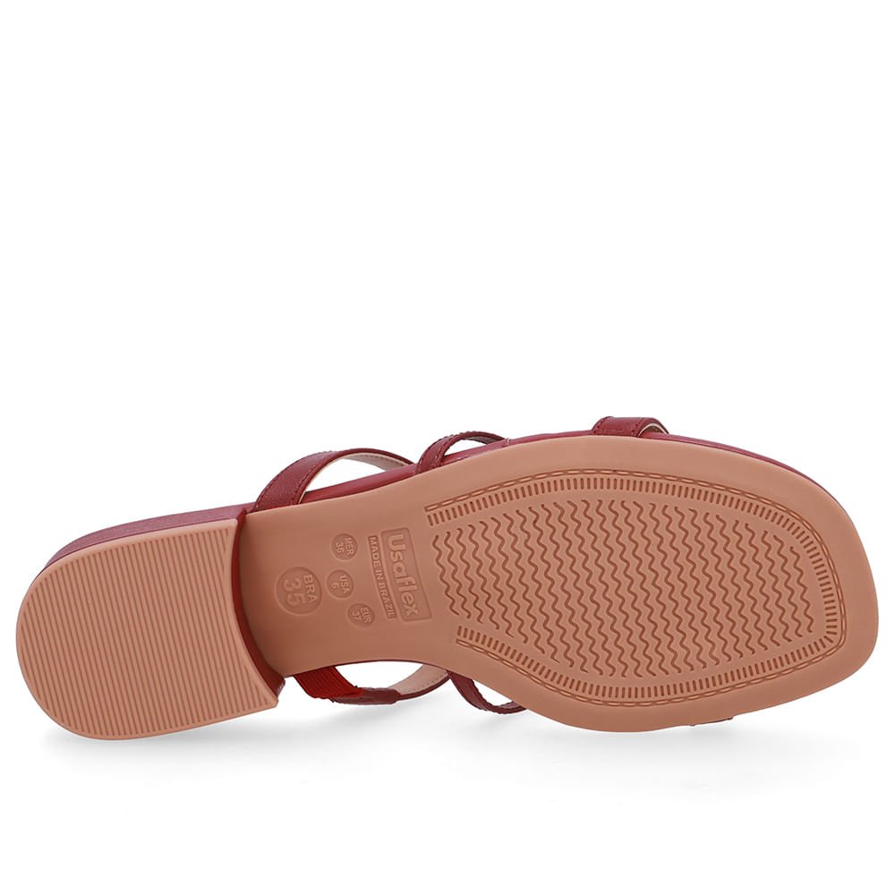 Tamanco Salto Bloco Couro Vermelho Vermelho 5