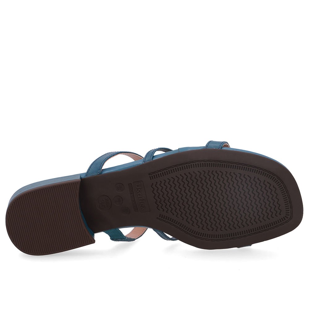 Tamanco Salto Bloco Couro Azul Azul 5