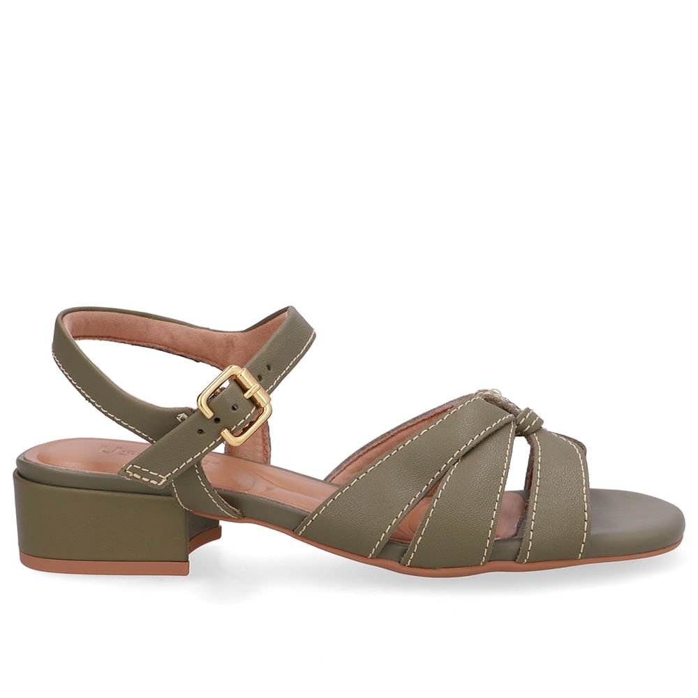 Sandália Couro Verde Tiras Verde 1