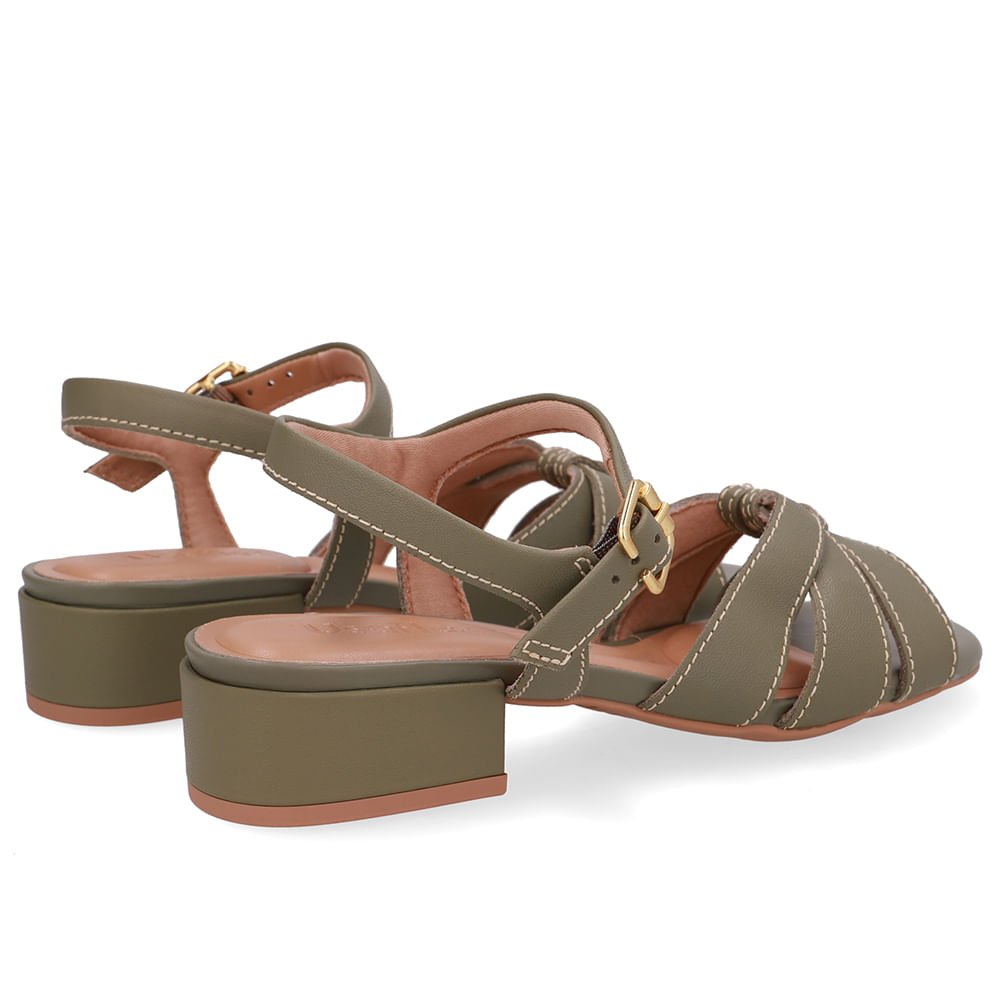 Sandália Couro Verde Tiras Verde 2