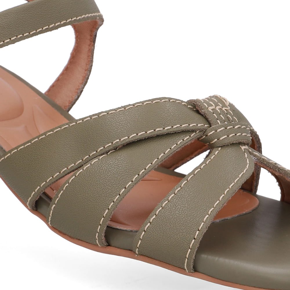 Sandália Couro Verde Tiras Verde 3