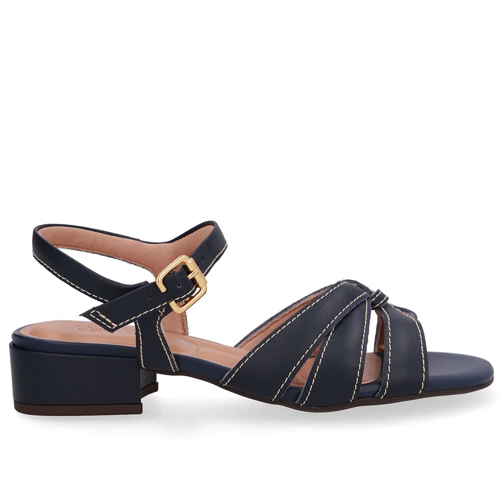 Sandália Couro Azul Tiras