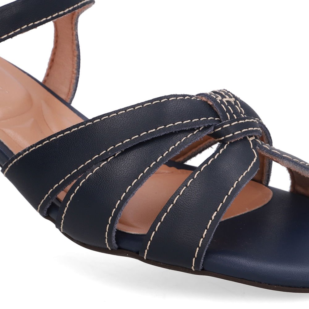 Sandália Couro Azul Tiras Azul 4