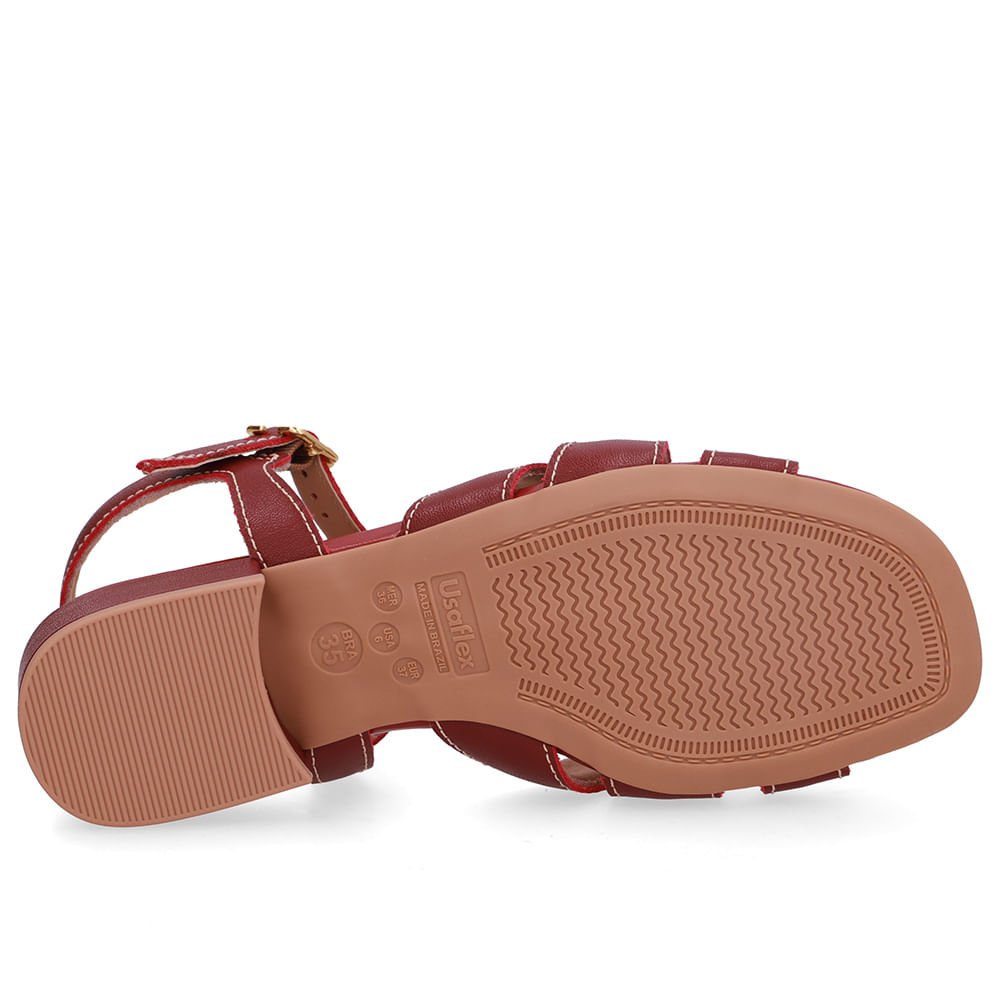 Sandália Couro Vermelho Tiras Vermelho 5