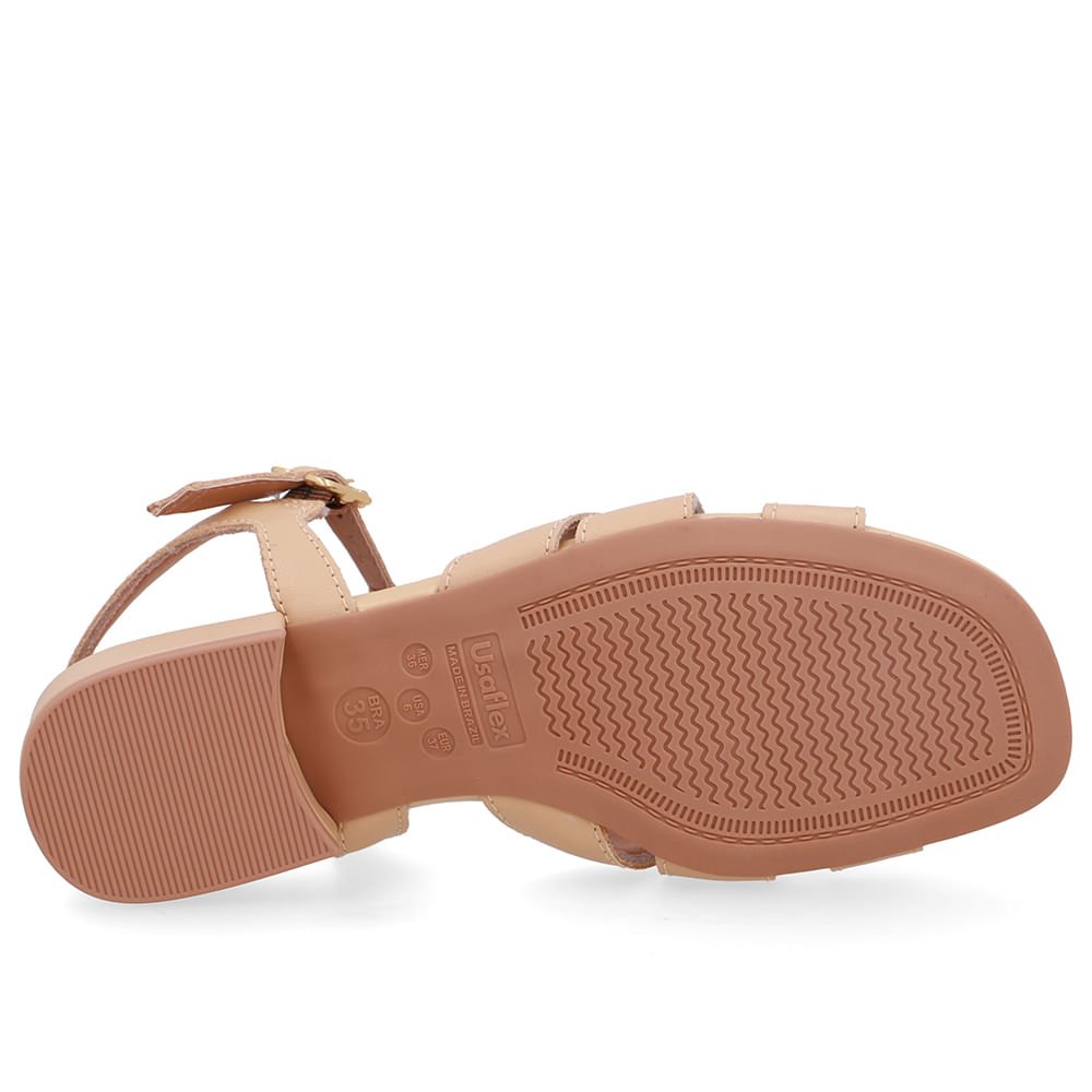 Sandália Couro Bege Tiras Bege 5