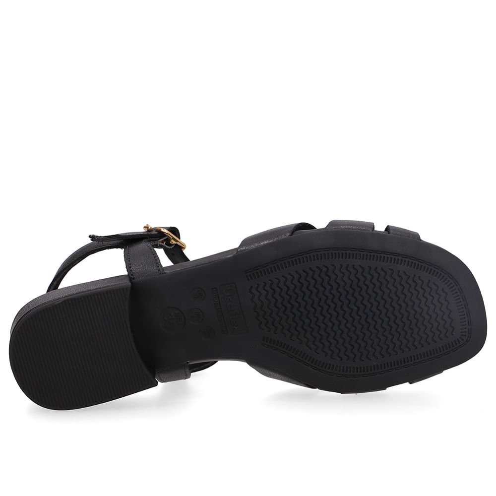 Sandália Couro Preta Bico Quadrado Preto 5