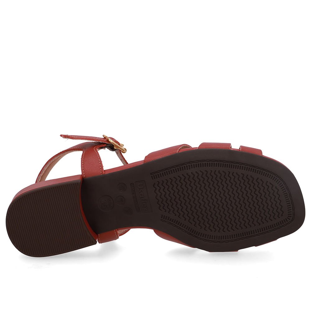 Sandália Couro Marrom Bico Quadrado Marrom 5