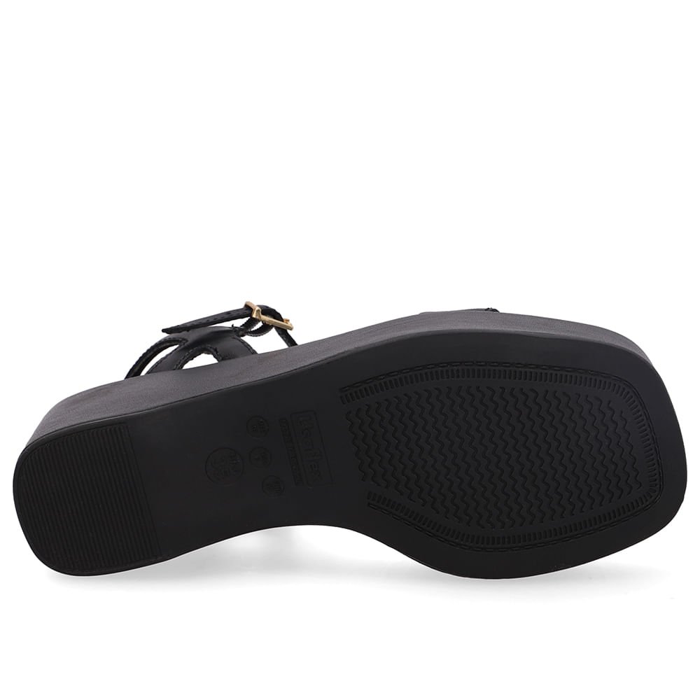 Sandália Plataforma Couro Preta Básica Preto 5