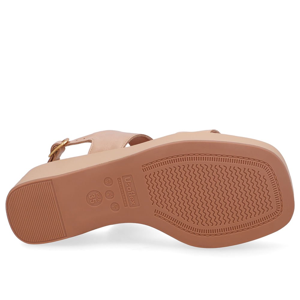 Sandália Plataforma Couro Bege Esfera Bege 5