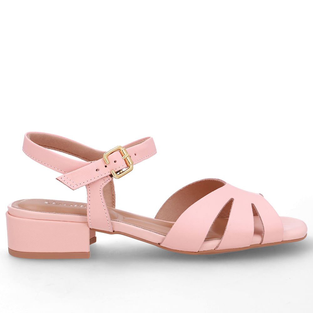 Sandália Couro Laranja Bico Quadrado