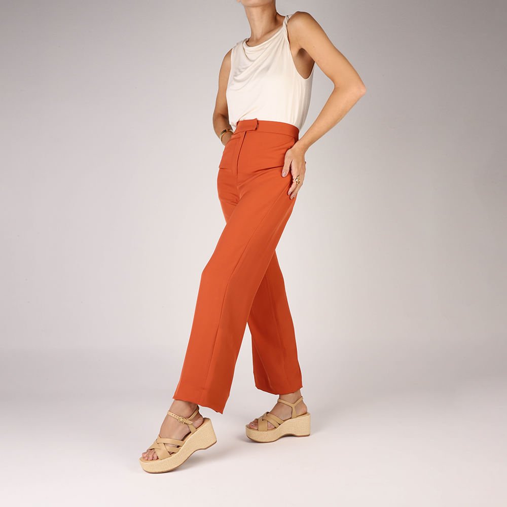 Sandália Plataforma Palha Couro Bege Bege 4