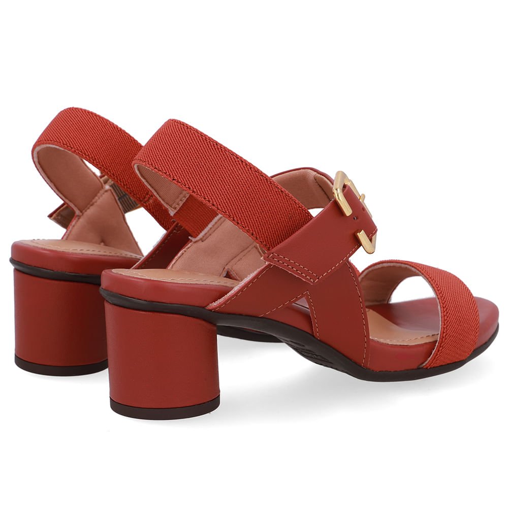 Sandália Salto Bloco Redondo Couro Marrom Marrom 3