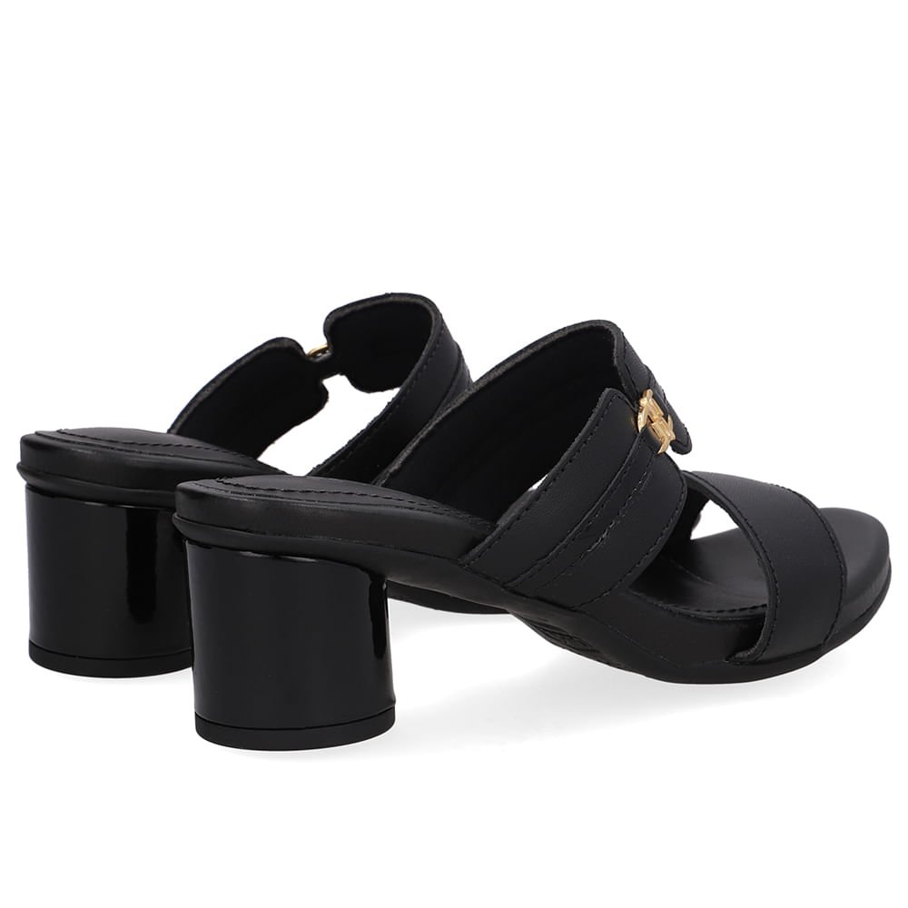 Tamanco Salto Bloco Redondo Couro Preto Preto 3