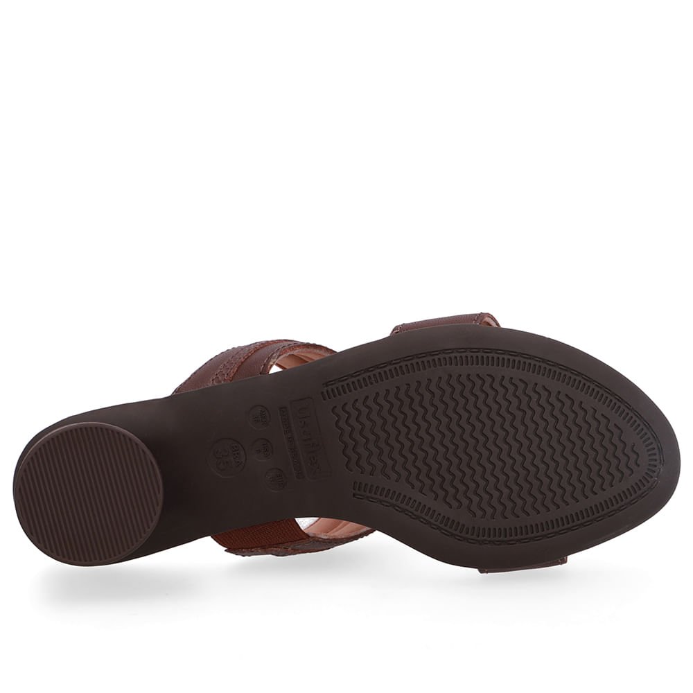 Tamanco Salto Bloco Redondo Couro Marrom Marrom 5