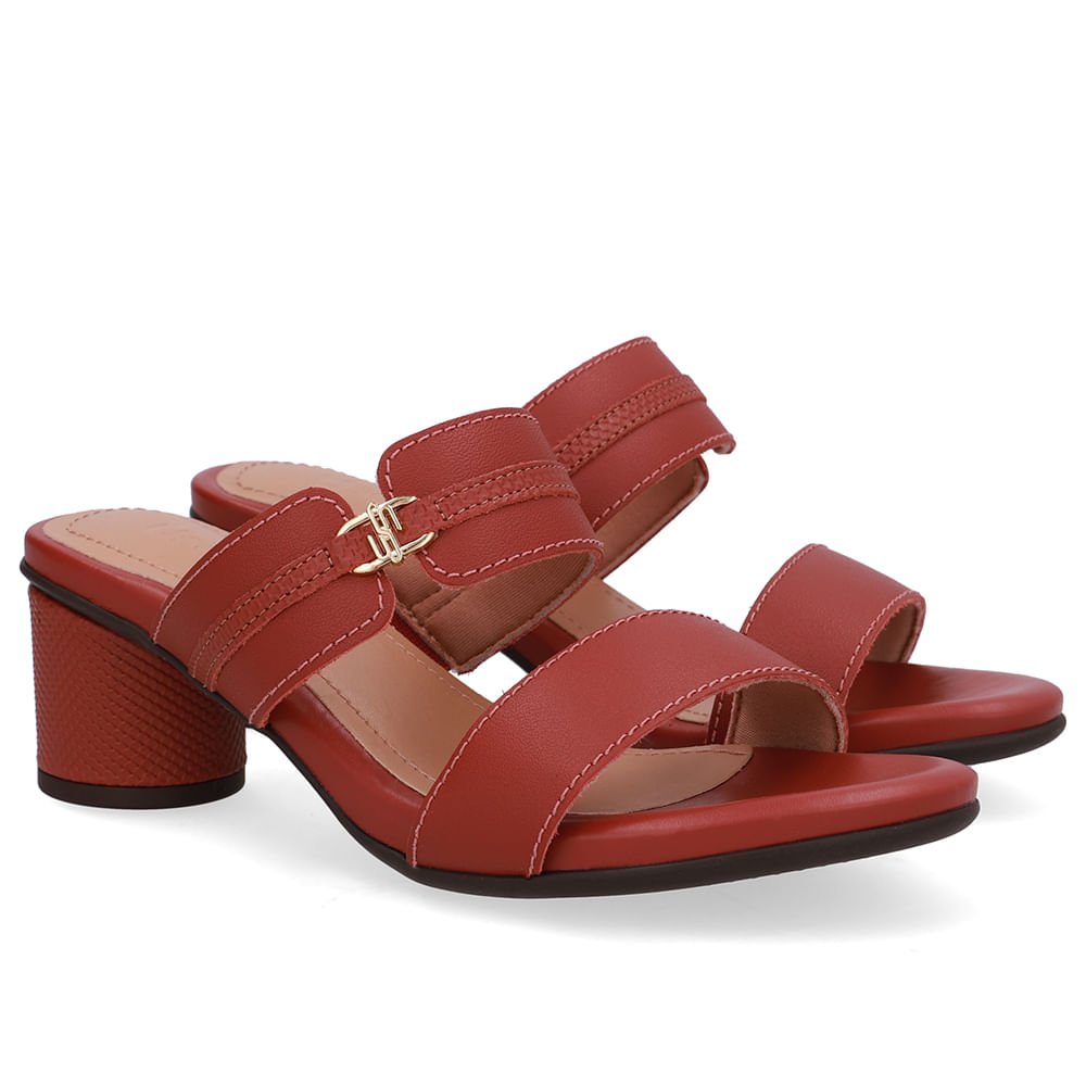 Tamanco Salto Bloco Redondo Couro Marrom Marrom 2