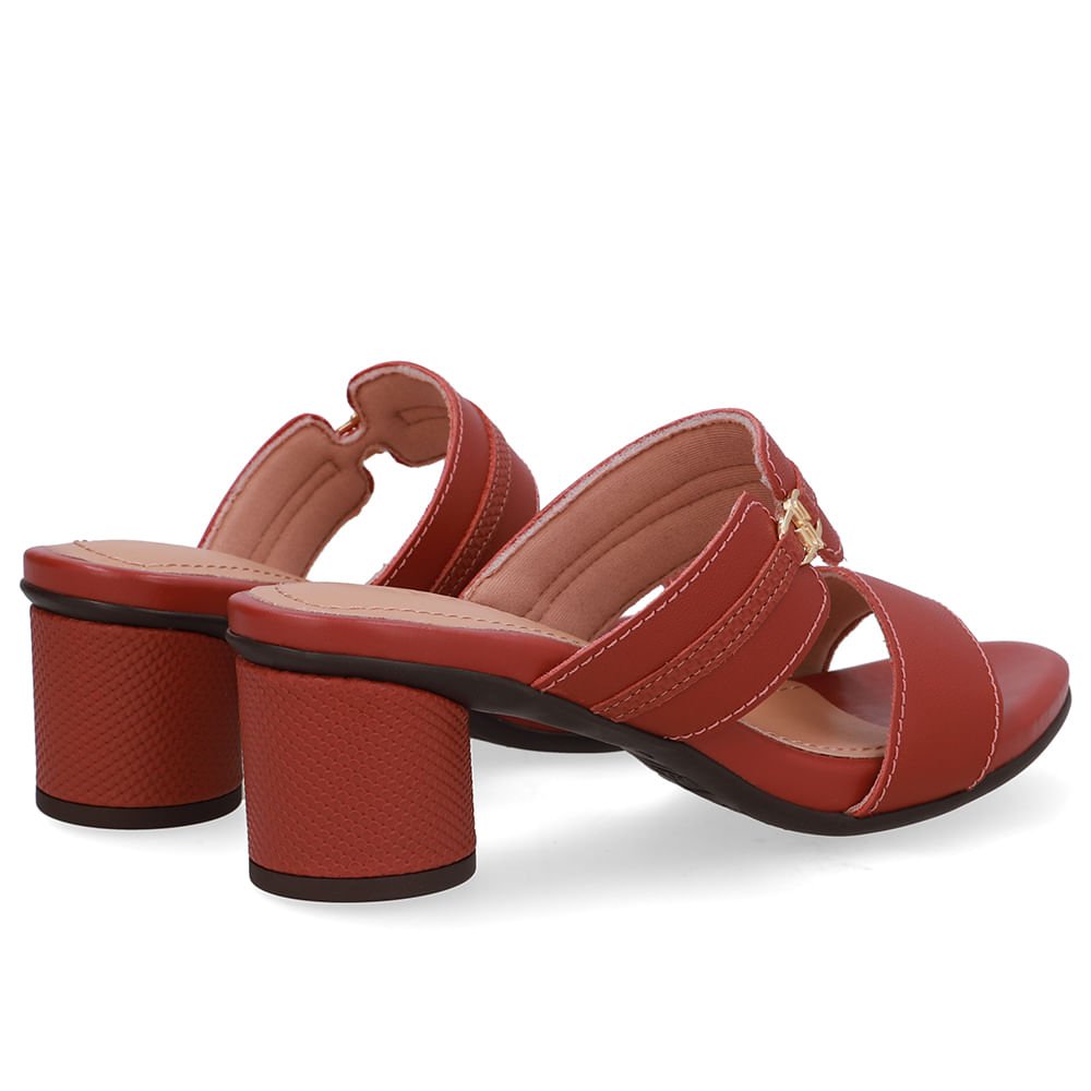 Tamanco Salto Bloco Redondo Couro Marrom Marrom 3