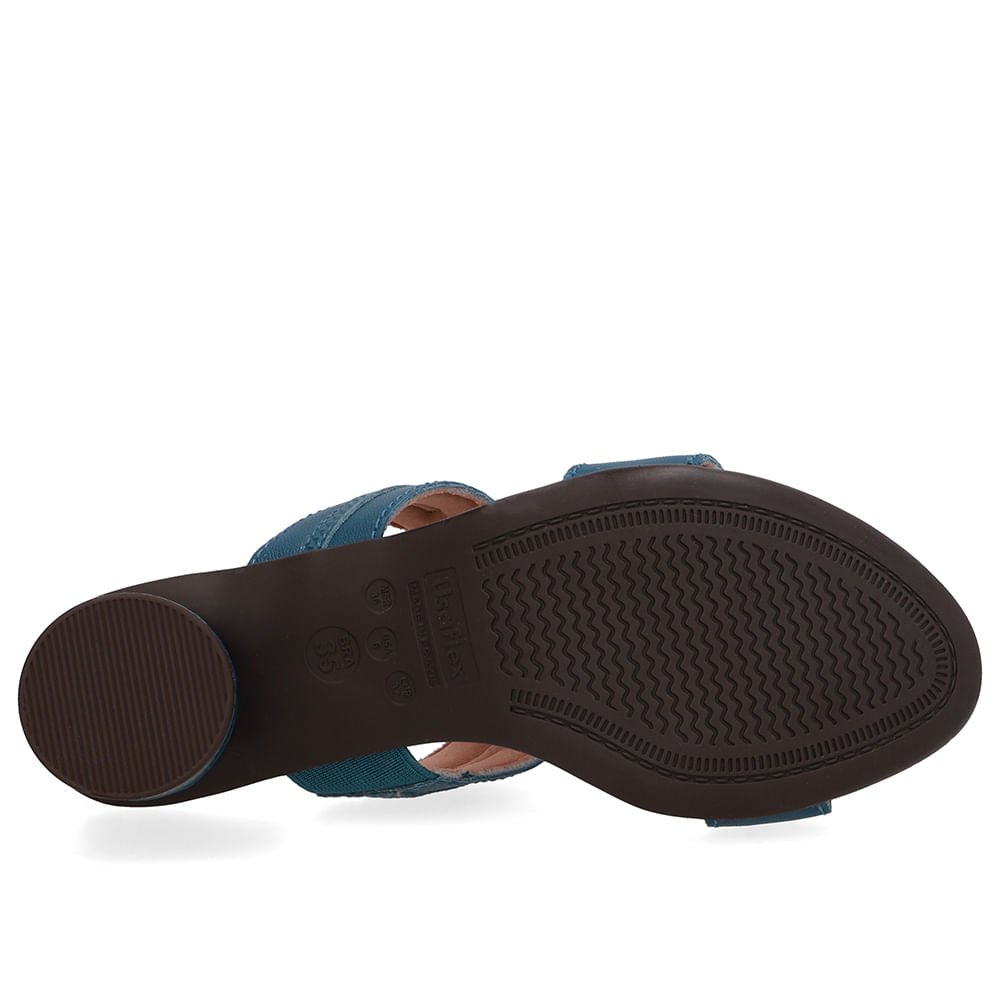 Tamanco Salto Bloco Redondo Couro Azul Azul 5