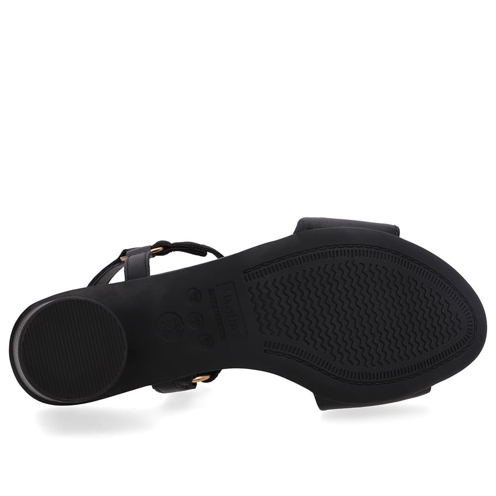 Sandália Salto Bloco Redondo Couro Preta Tira Elástico Preto 5