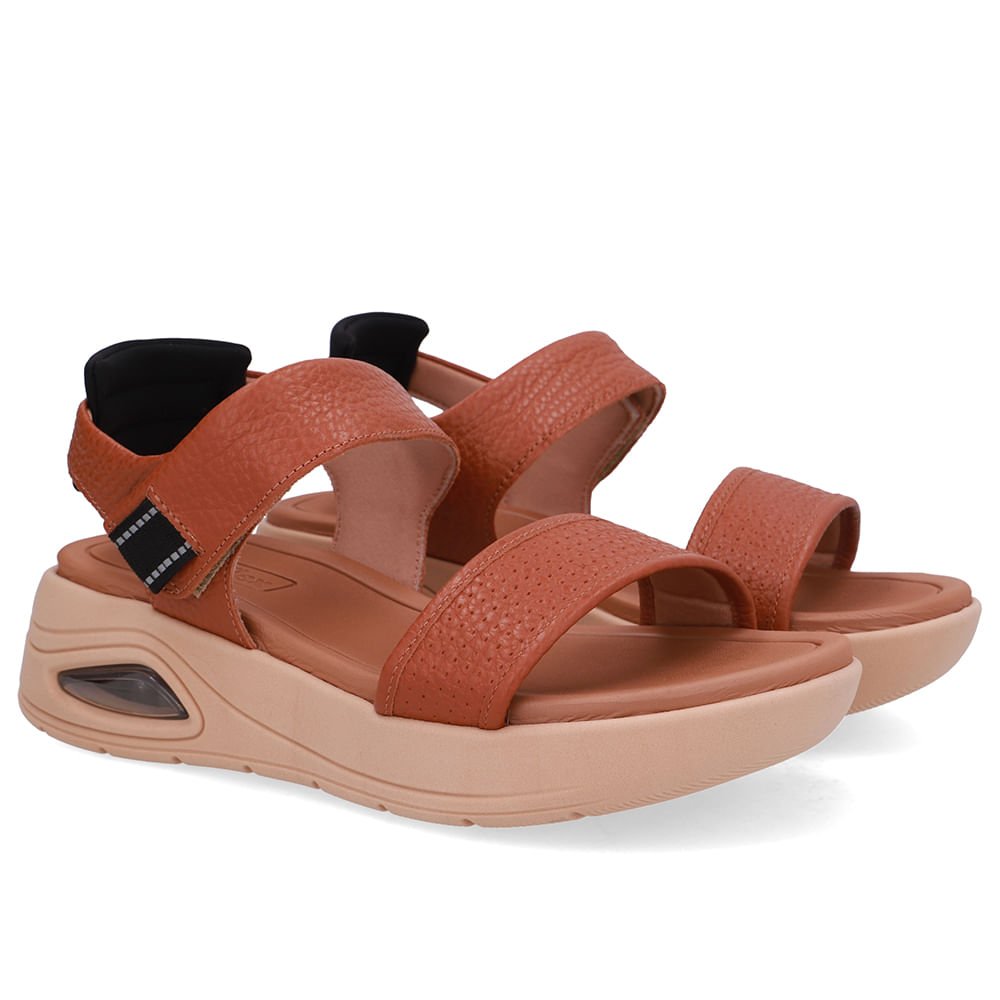 Sandália Salto Plataforma Couro Marrom Fecho-Flex Marrom 2