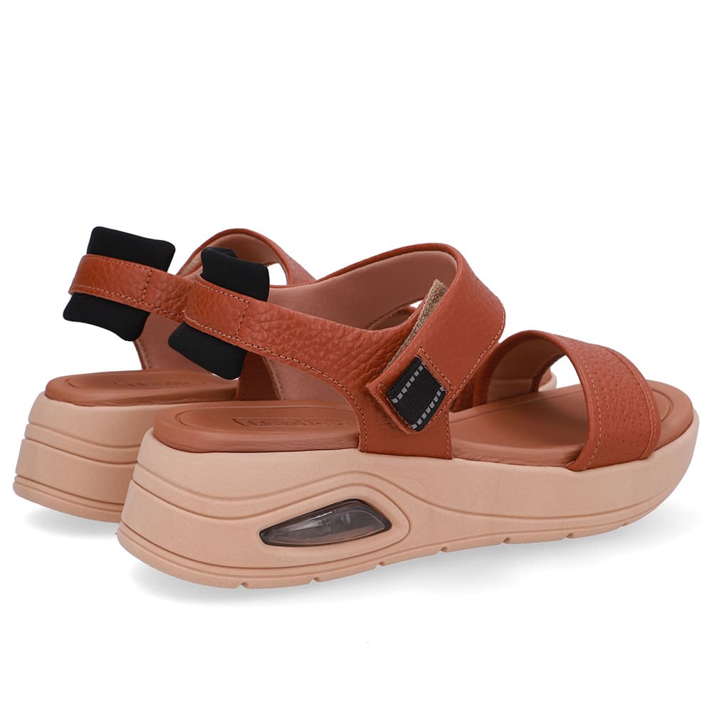 Sandália Salto Plataforma Couro Marrom Fecho-Flex Marrom 3