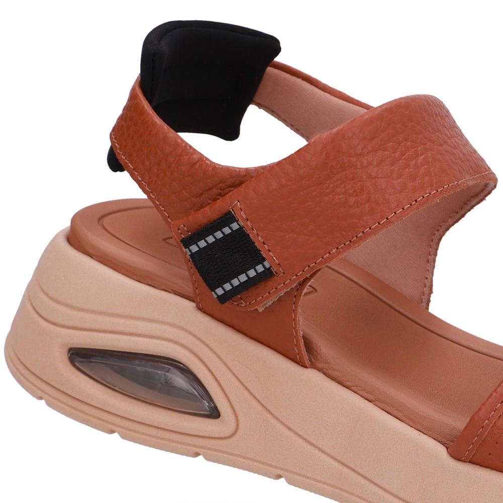 Sandália Salto Plataforma Couro Marrom Fecho-Flex Marrom 4