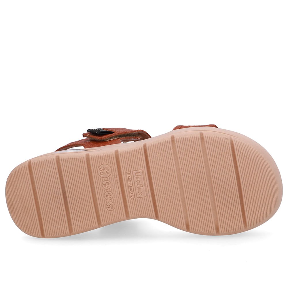 Sandália Salto Plataforma Couro Marrom Fecho-Flex Marrom 5