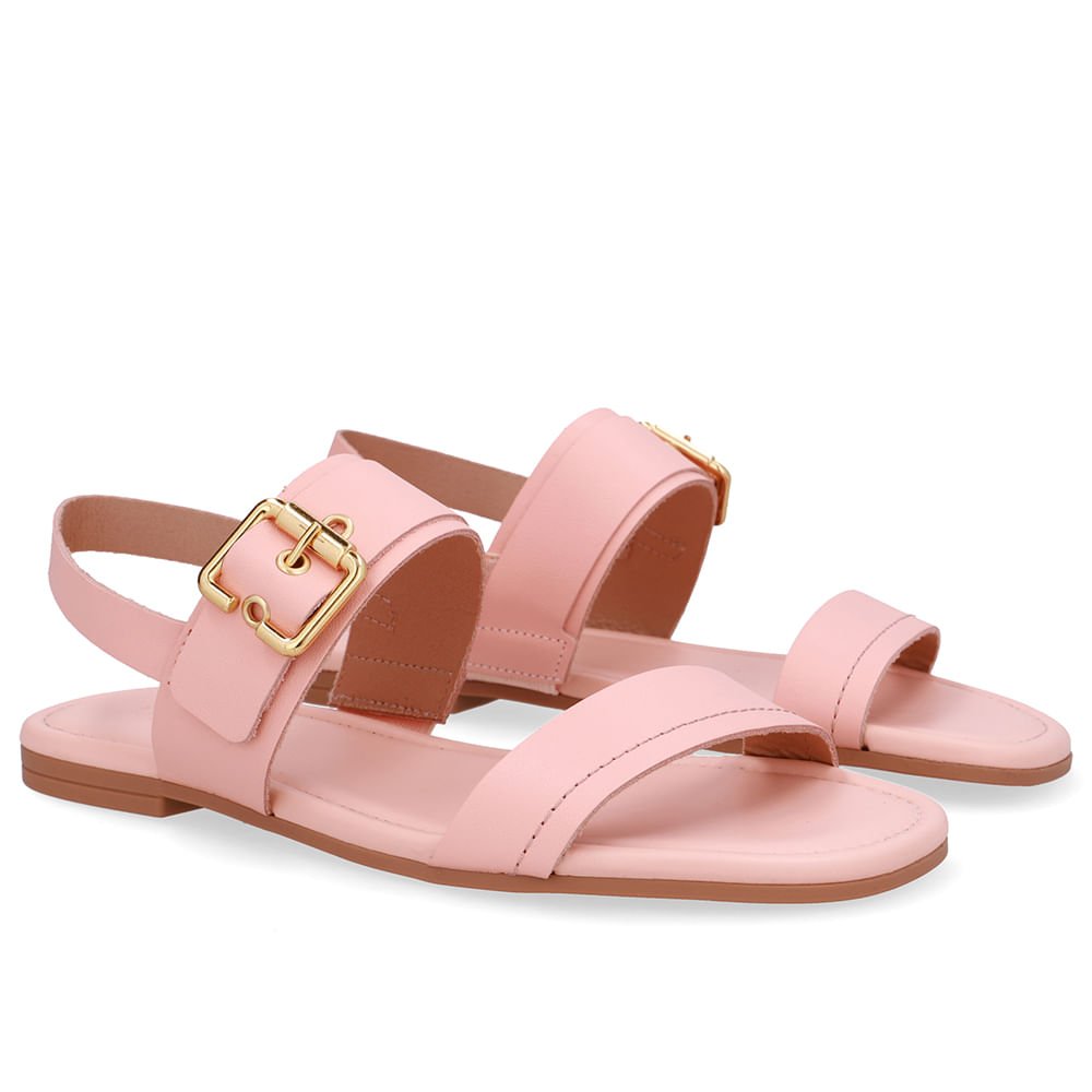 Sandália Couro Laranja Enfeite Fivela Laranja 2