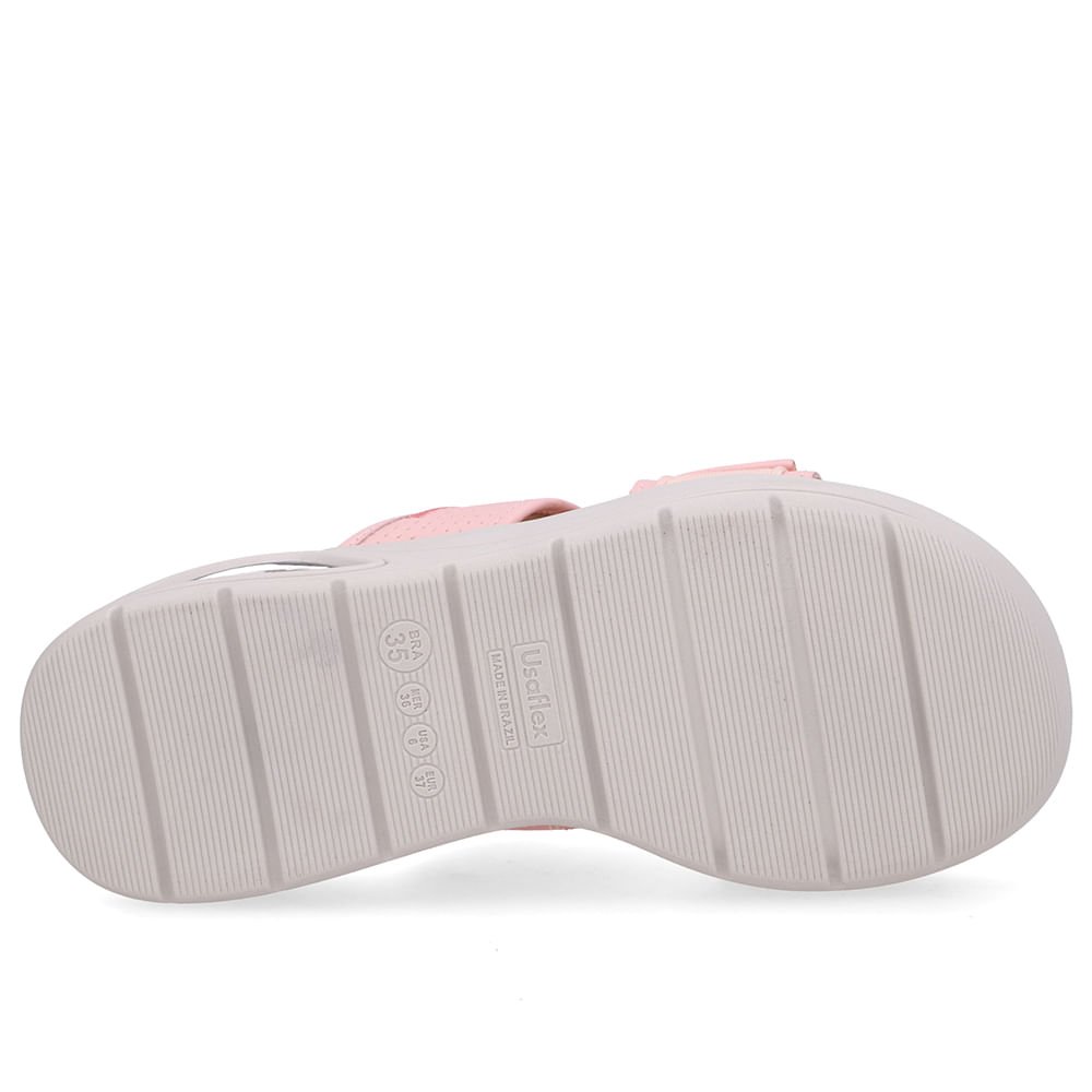 Tamanco Salto Plataforma Couro Laranja Fecho-Flex Rosa/Branco 5