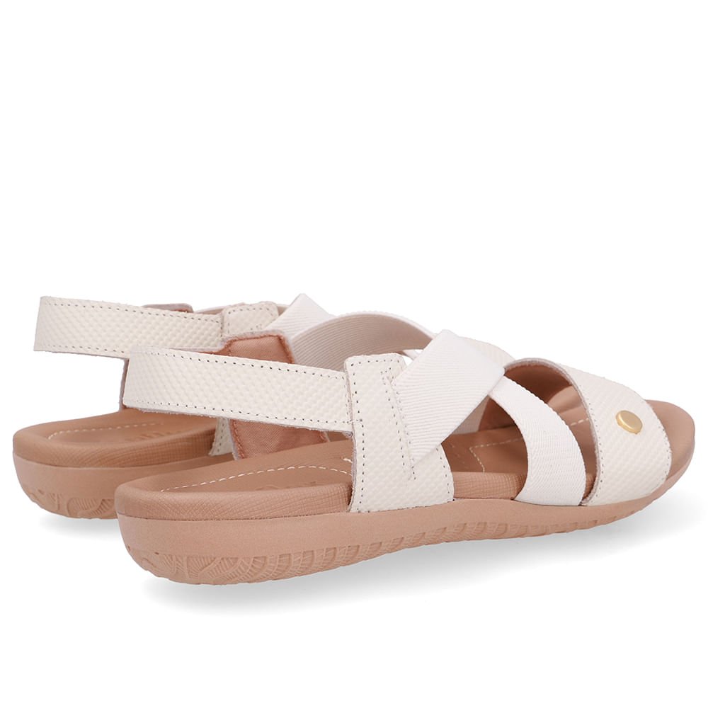 Sandália Rasteira Couro Branca Marfim Tira Elástico Branco 3