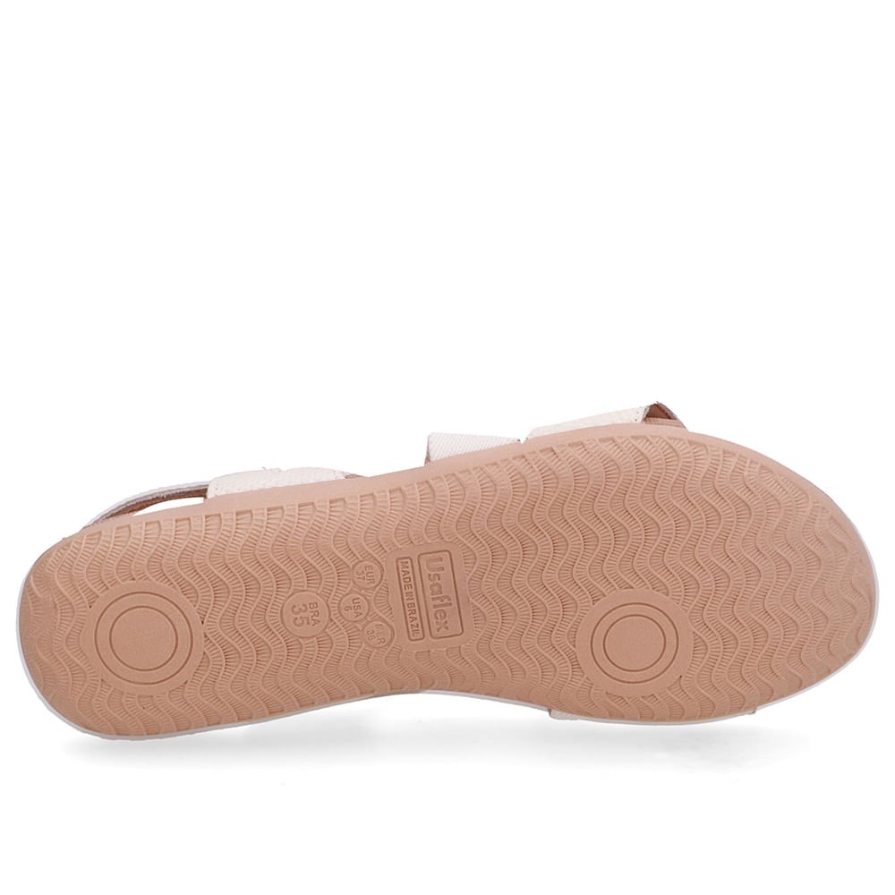 Sandália Rasteira Couro Branca Marfim Tira Elástico Branco 5