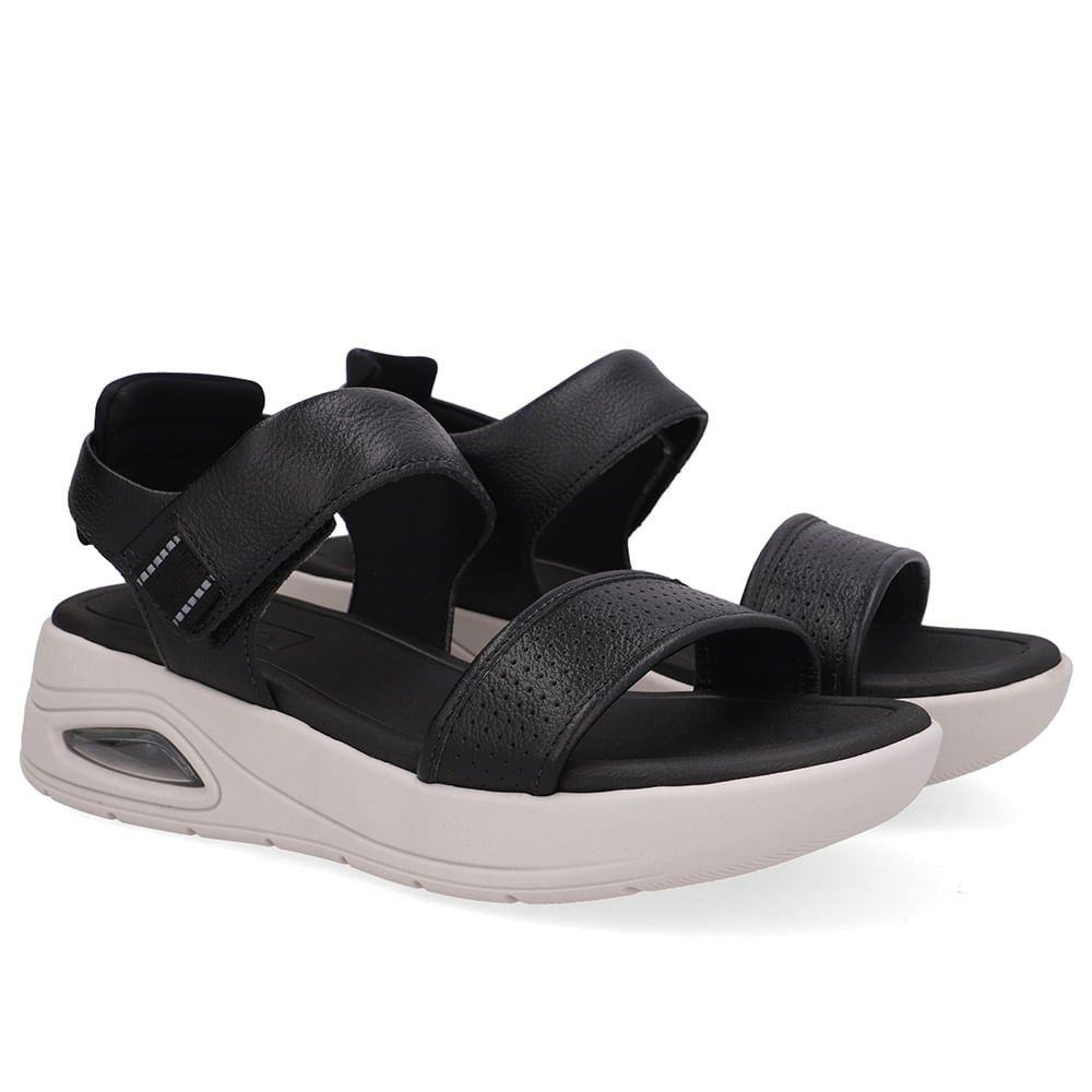 Sandália Salto Plataforma Couro Preta Fecho-Flex Preto 2