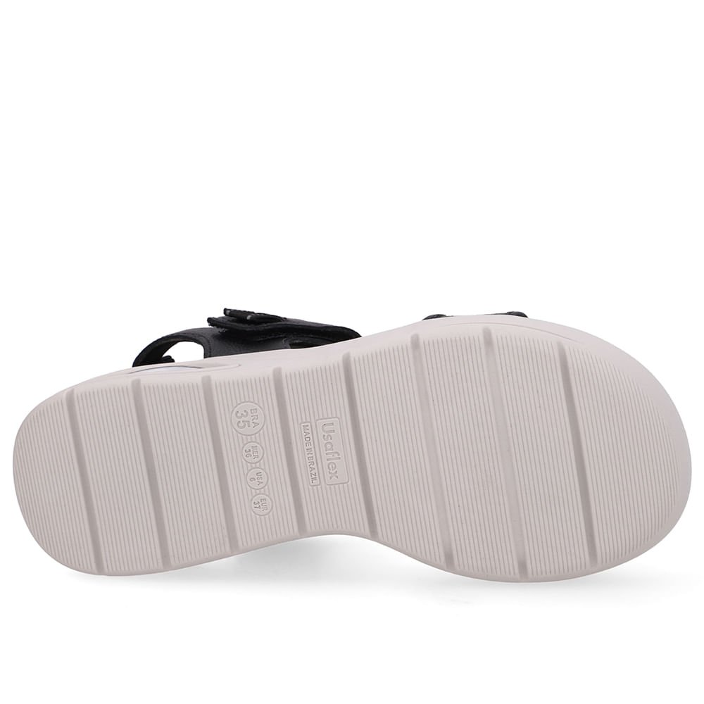 Sandália Salto Plataforma Couro Preta Fecho-Flex Preto 5