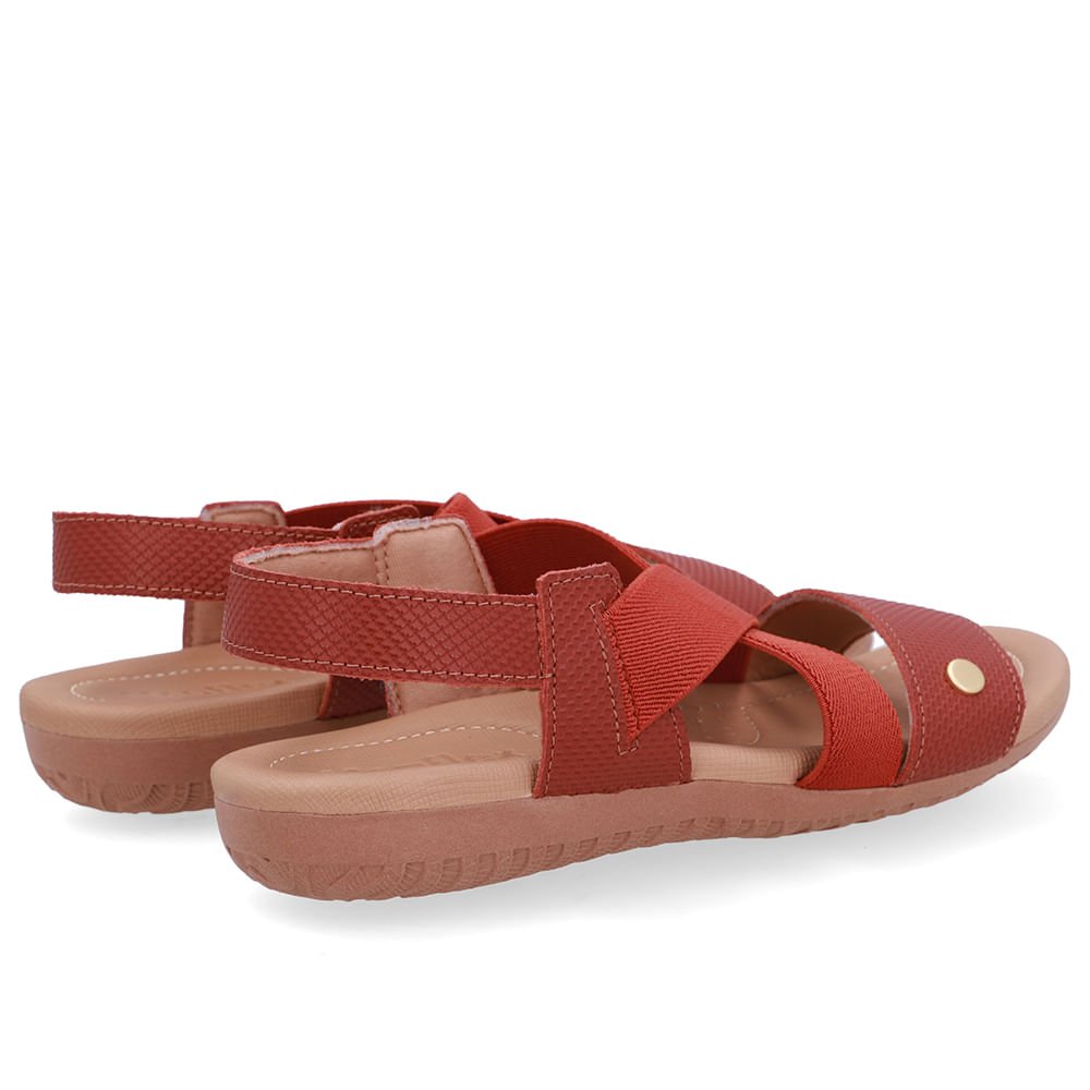 Sandália Rasteira Couro Marrom Tira Elástico Marrom 2