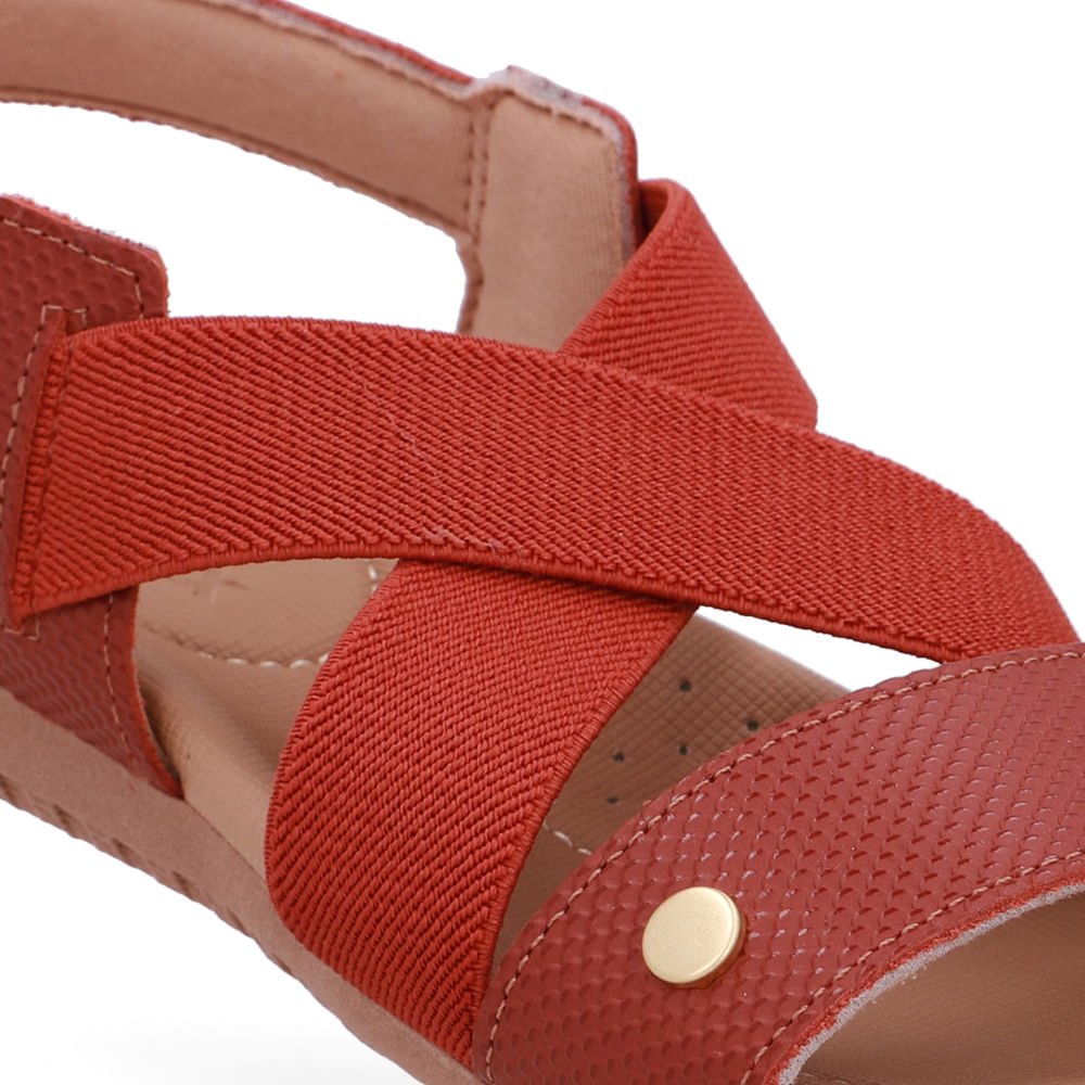 Sandália Rasteira Couro Marrom Tira Elástico Marrom 4