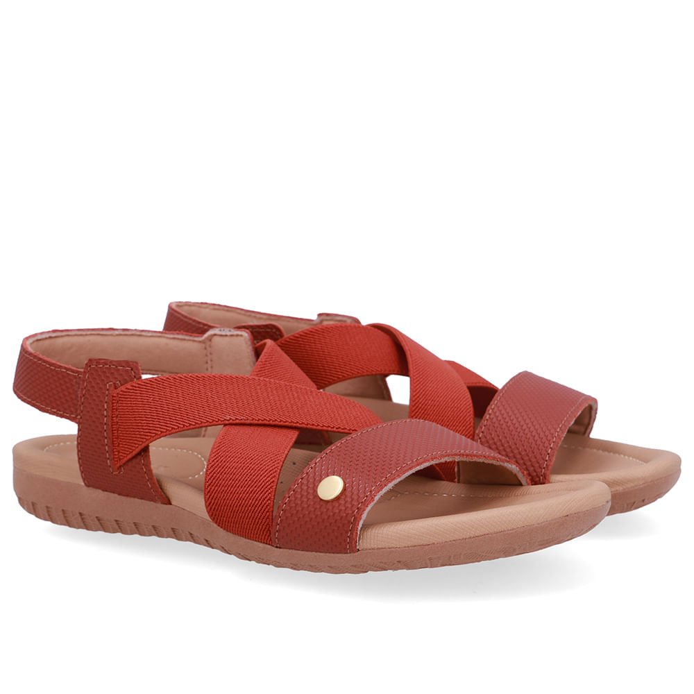 Sandália Rasteira Couro Marrom Tira Elástico Marrom 3