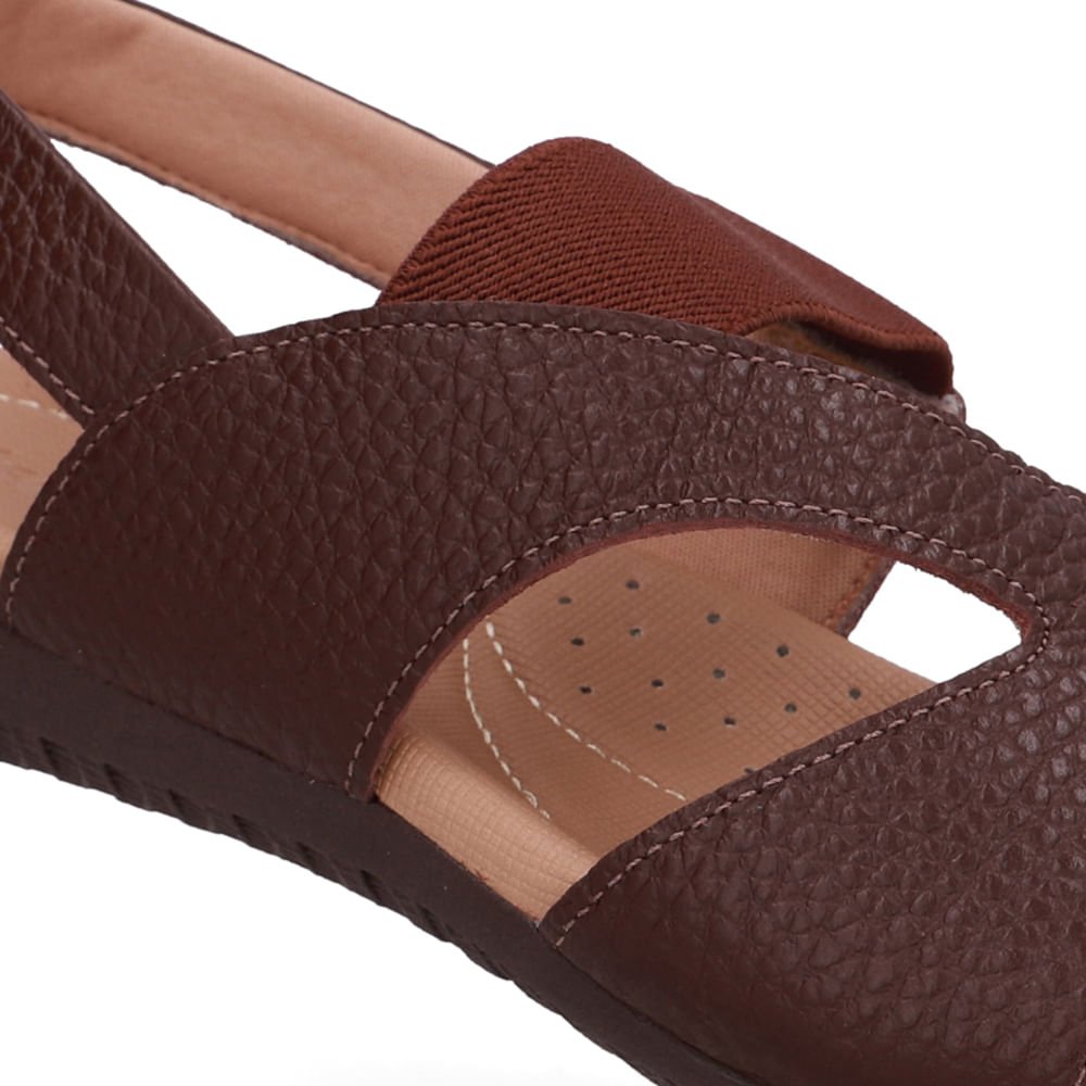 Sandália Rasteira Couro Marrom Recortes Marrom 4