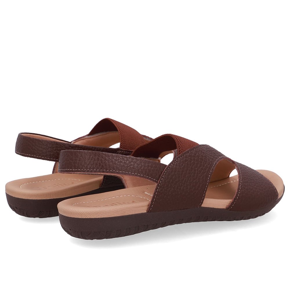 Sandália Rasteira Couro Marrom Recortes Marrom 3