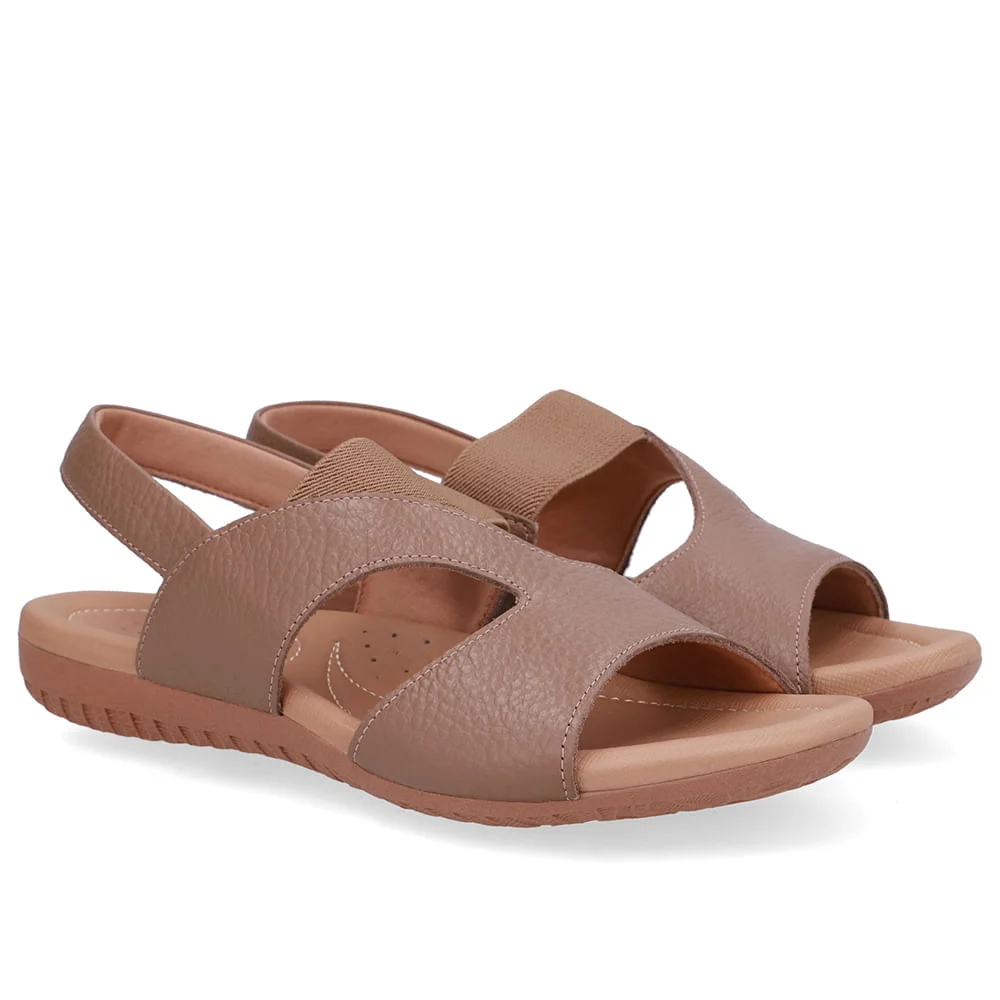 Sandália Rasteira Couro Marrom Recortes Marrom 2