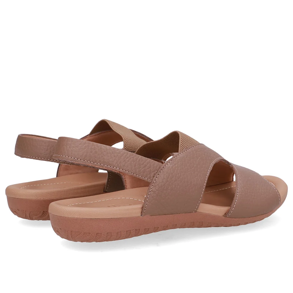 Sandália Rasteira Couro Marrom Recortes Marrom 3