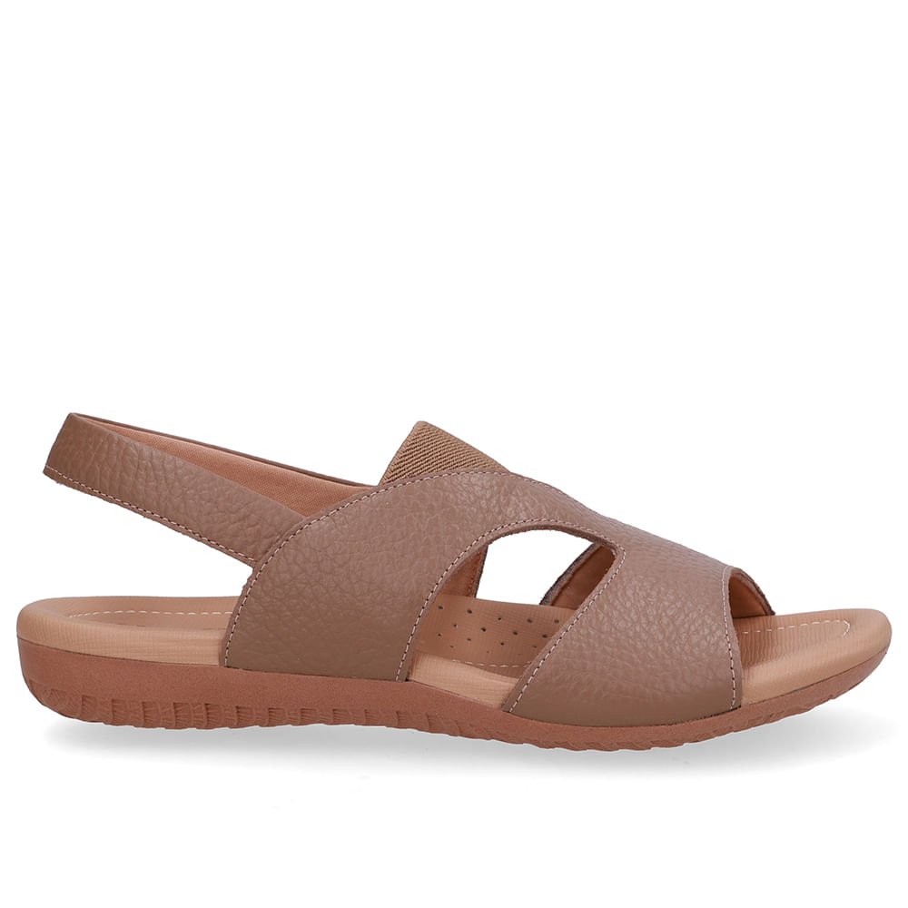 Sandália Rasteira Couro Marrom Recortes