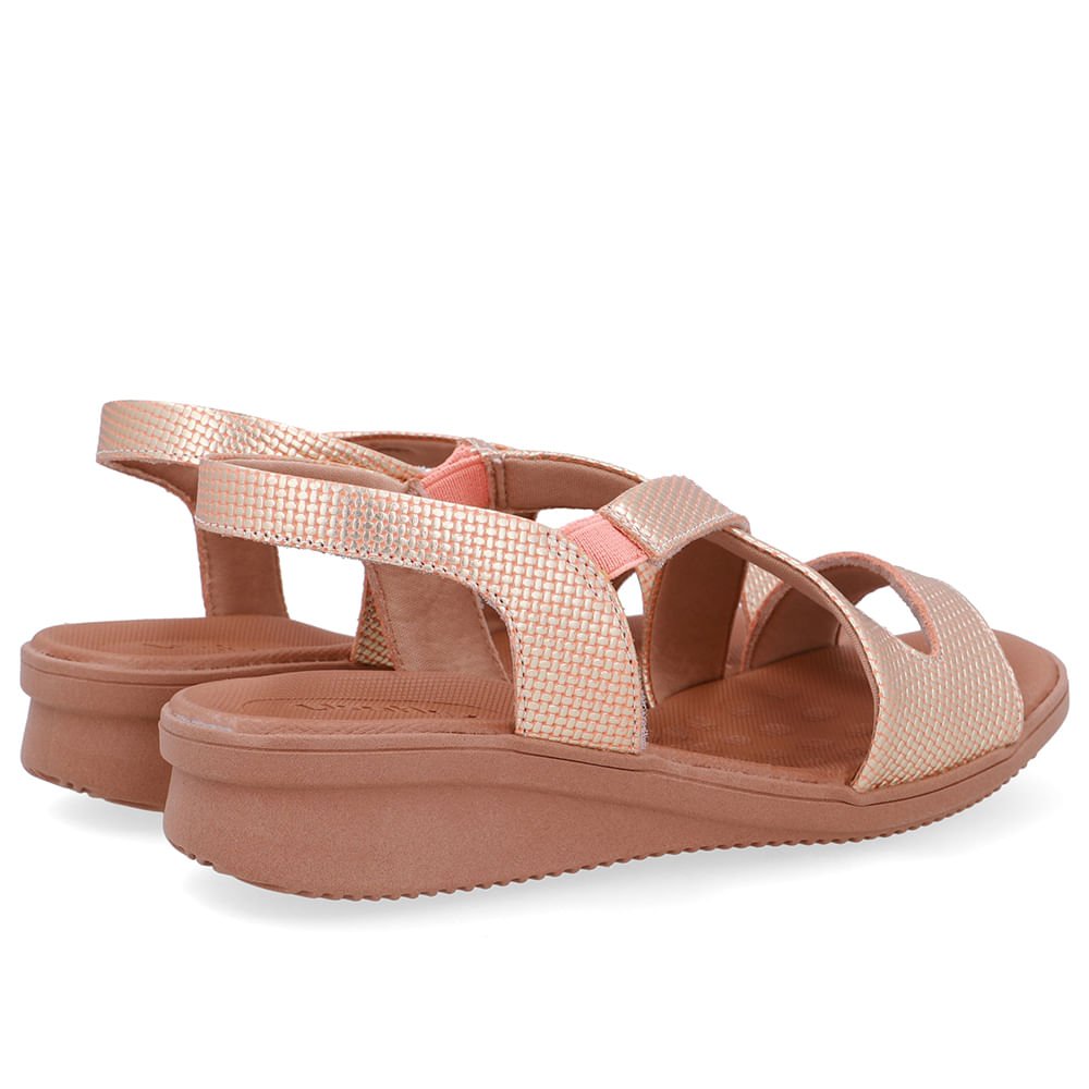 Sandália Plataforma Couro Laranja Bege/Laranja 2