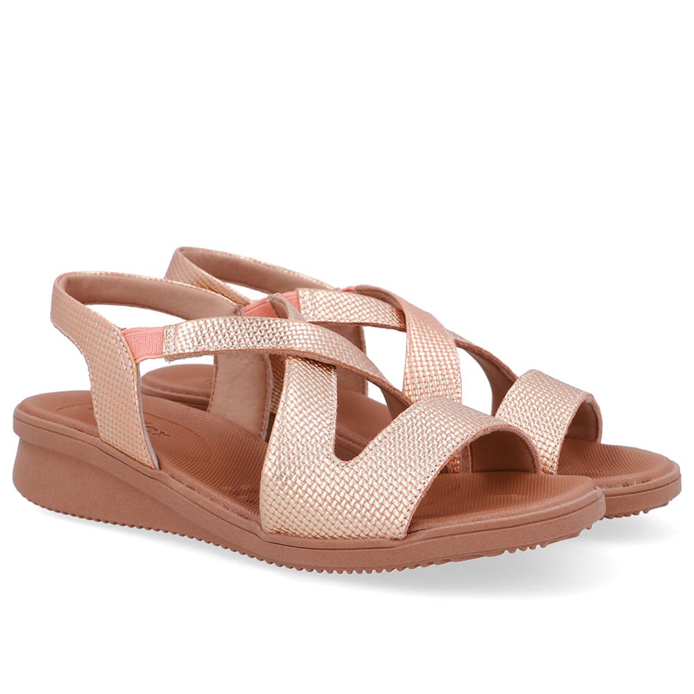 Sandália Plataforma Couro Laranja Bege/Laranja 2