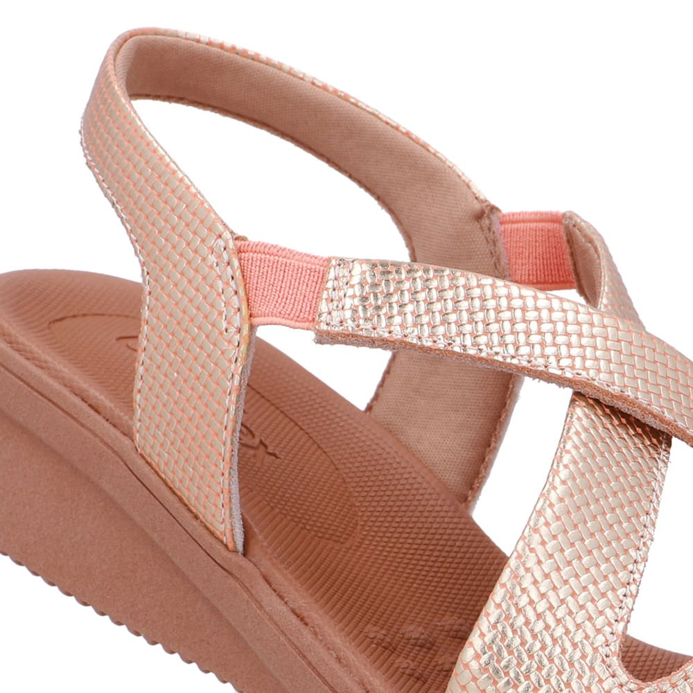 Sandália Plataforma Couro Laranja Bege/Laranja 3