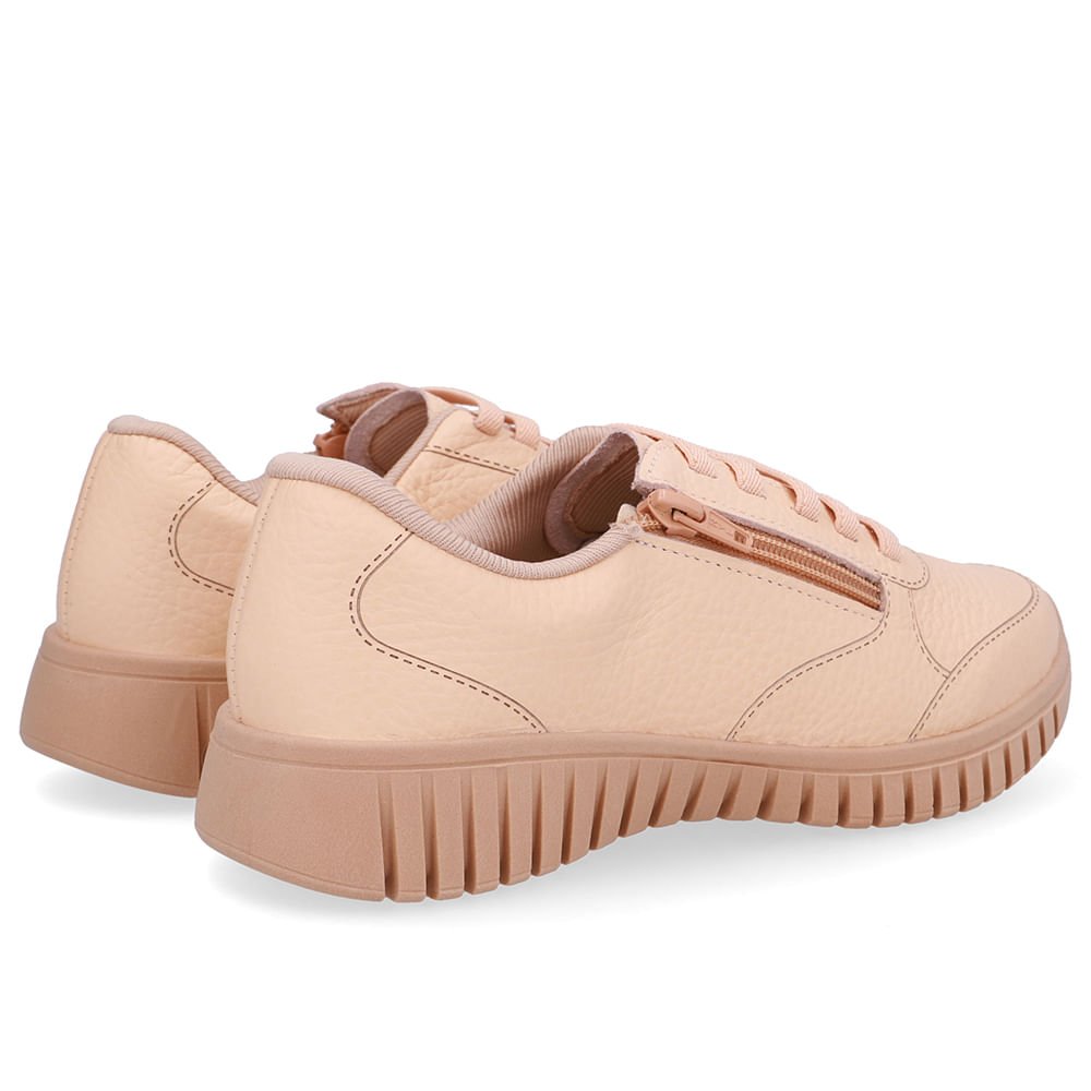 Tênis Zíper Lateral Laranja Couro Bege 3