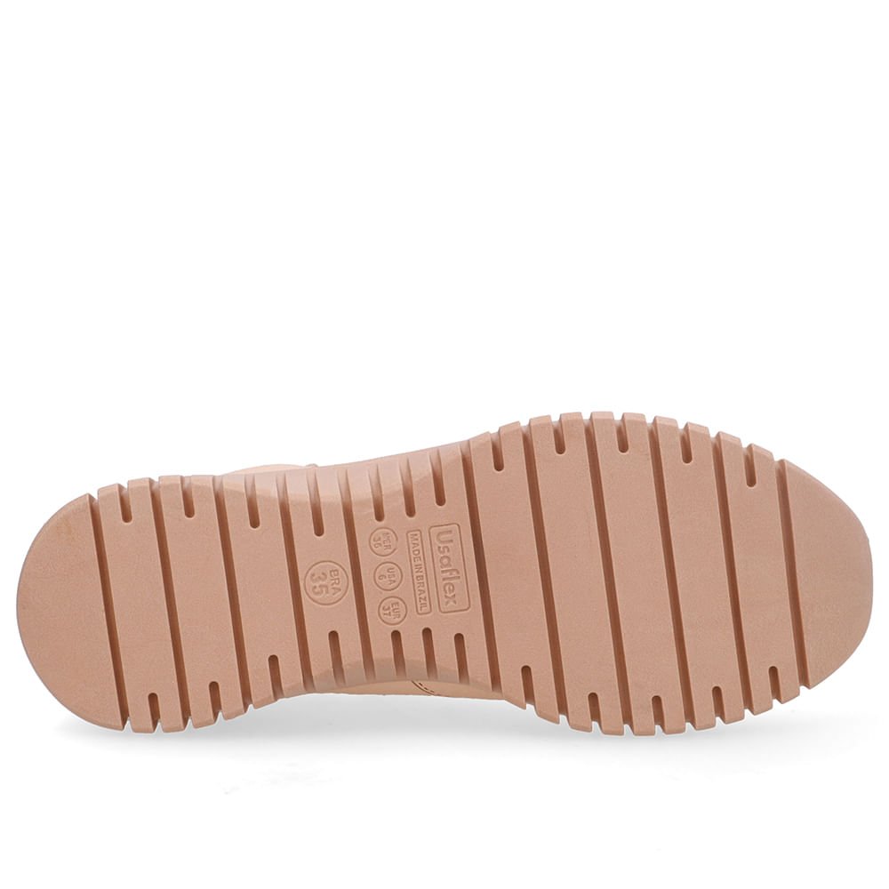 Tênis Zíper Lateral Laranja Couro Bege 5